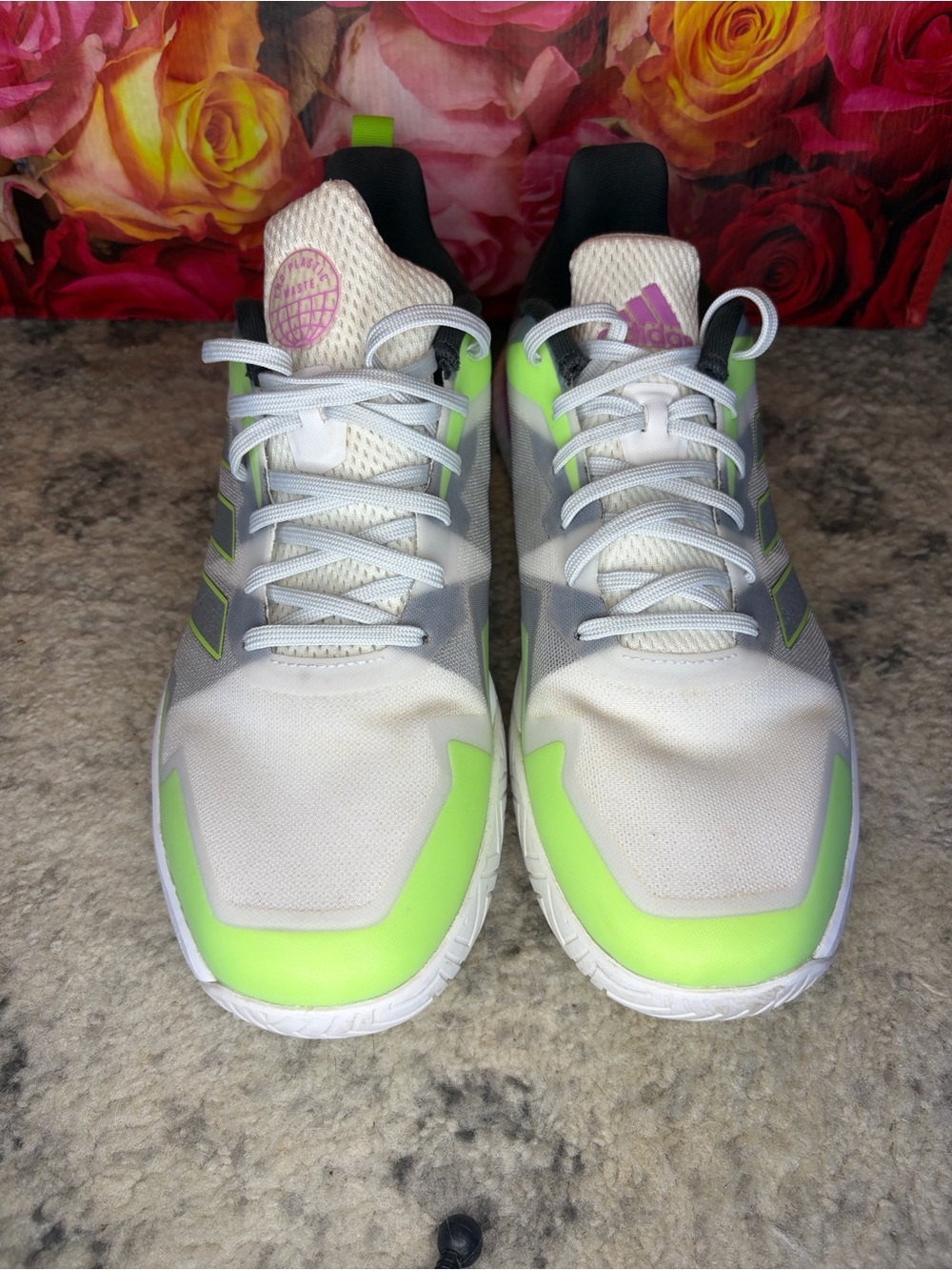 adidas Women’s White & Neon Green Athletic Sneakers